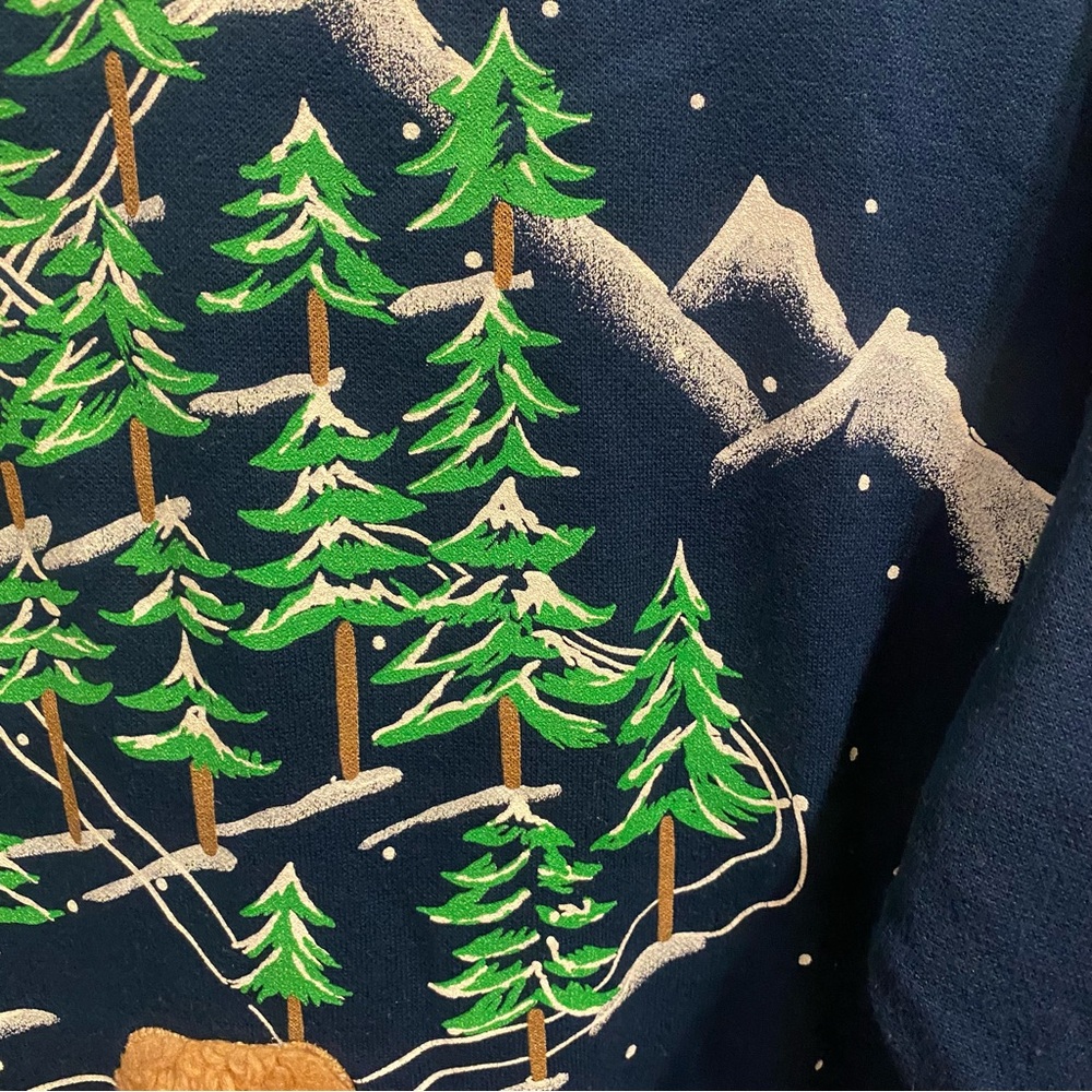 Vintage 90s Teddy Bear Sledding Snow Scene Christmas Nightgown Nightshirt Pajama - Picture 7 of 17